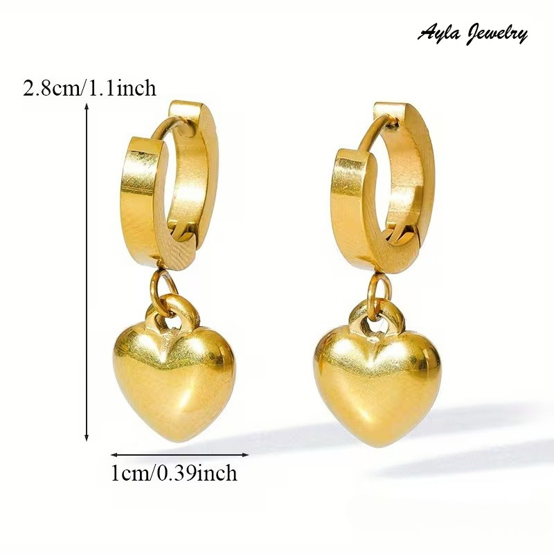 4pc Women's Heart Jewelry Set, Stainless Steel Stackable Kit